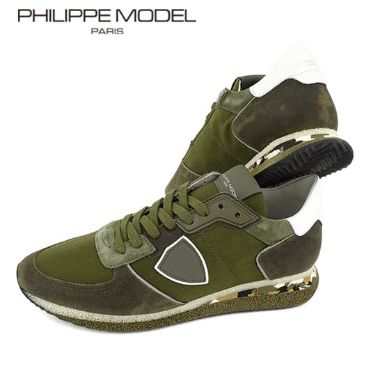 【SUMMER FINAL SALE】 PHILIPPE MODEL メンズ スニーカー TRPX LOW MAN TZLU RT12 カーキ CORDURA CAMOUFLAGE VERT