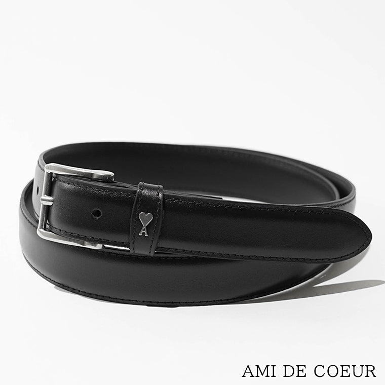 AMI メンズ ベルト UBL029 AL0104 NOIR ARGENT VIBRATED ブラック バイブレーテッドシルバー 0014