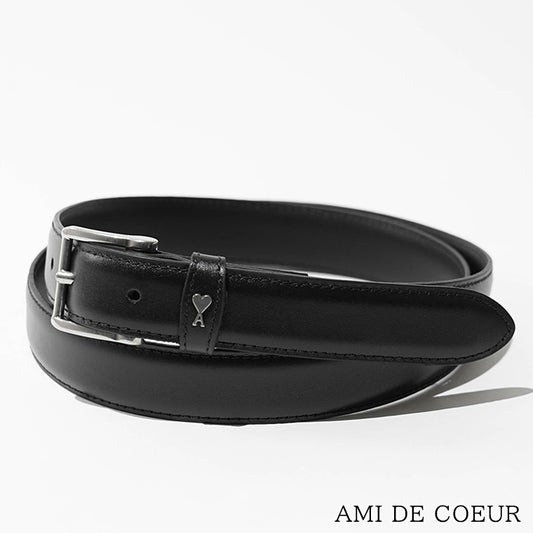 AMI メンズ ベルト UBL029 AL0104 NOIR ARGENT VIBRATED ブラック バイブレーテッドシルバー 0014