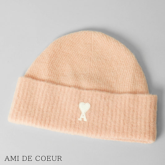 AMI メンズ レディース ニットキャップ AMI DE COEUR UBO005 KN0135 POUDRE ECRU ピンク オフホワイト 6807