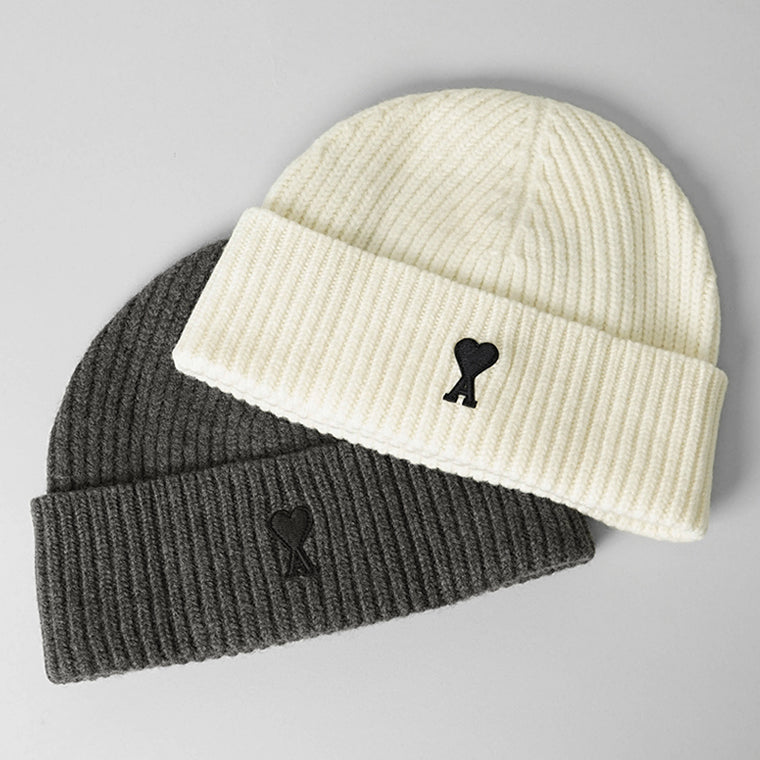 アミ AMI メンズ レディース ニットキャップ グレー オフホワイト