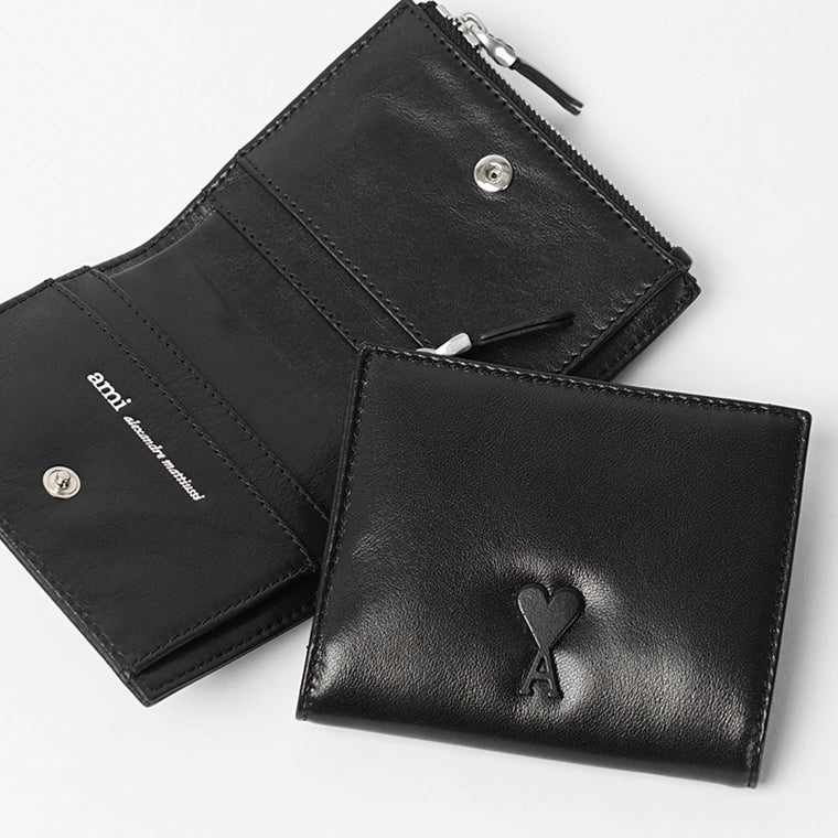 AMI メンズ レディース 2つ折り財布 USL201 AL0052 NOIR ブラック 001