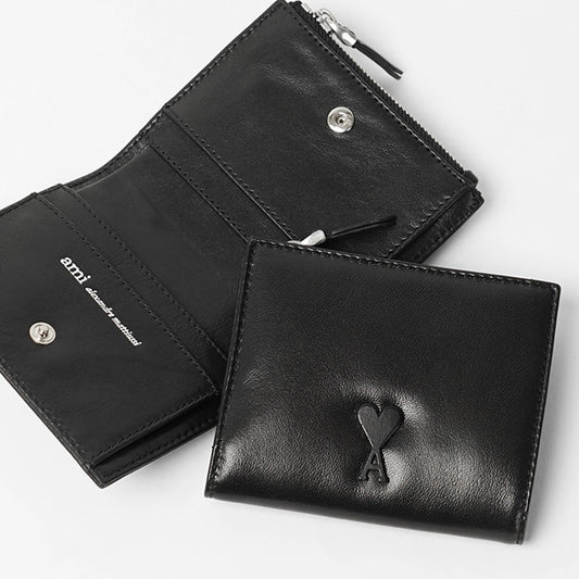 AMI メンズ レディース 2つ折り財布 USL201 AL0052 NOIR ブラック 001