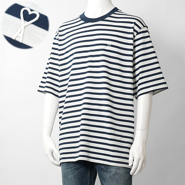 【2026SS SUMMER SALE】AMI メンズ Tシャツ AMI DE COEUR UTS374 JE0210 ENCRE BLANC ホワイト ネイビー A044