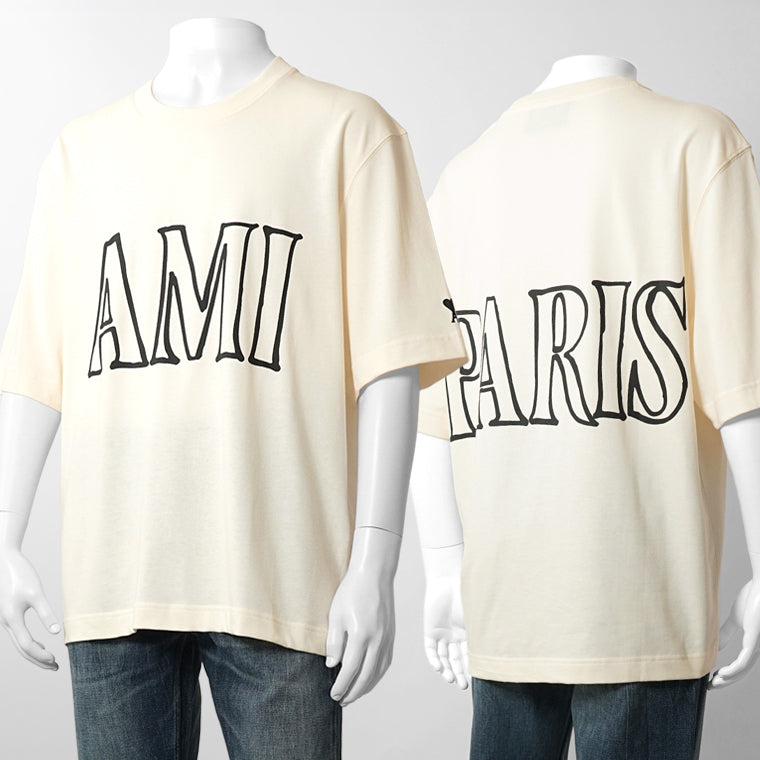 【2026SS SUMMER SALE】AMI メンズ Tシャツ AMI PARIS UTS380 726 BLANC CREME ホワイトクリーム 136