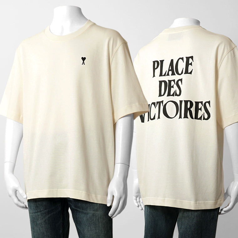 【2026SS SUMMER SALE】AMI メンズ Tシャツ AMI DE COEUR UTS387 726 BLANC CREME ホワイトクリーム 136