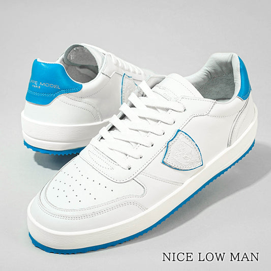 PHILIPPE MODEL メンズ スニーカー NICE LOW MAN VNLU VN03 ホワイト ブルー BLANC BLUETTE