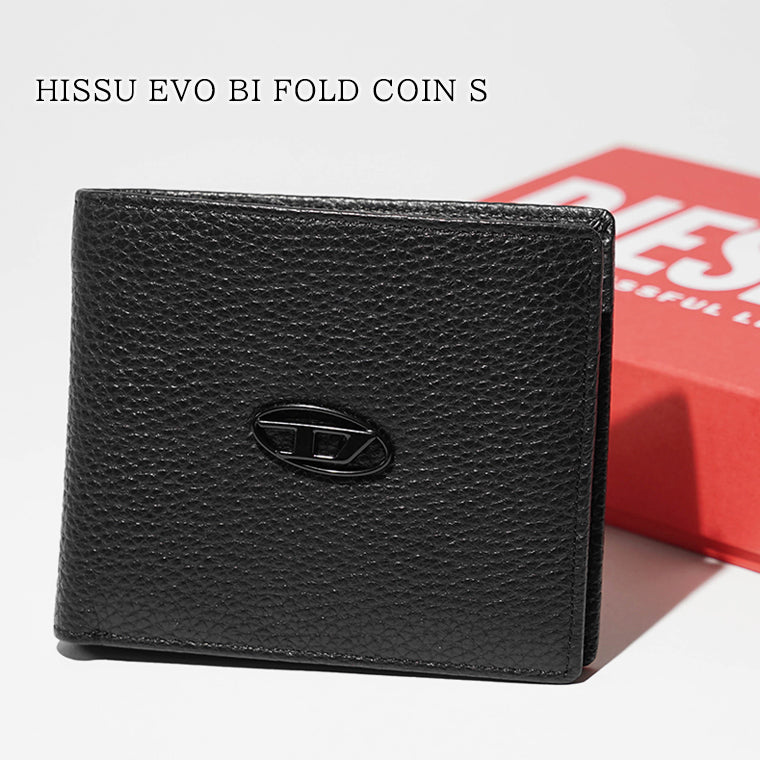 DIESEL メンズ 2つ折り財布 HISSU EVO BI FOLD COIN S X08844 P0685 ブラック T8013