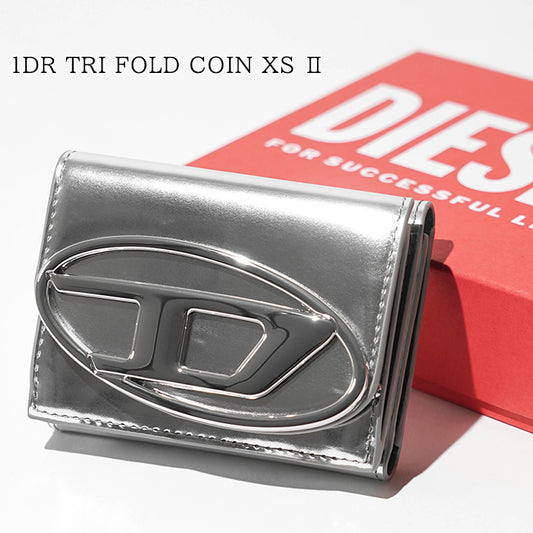 DIESEL レディース メンズ 3つ折り財布 1DR TRI FOLD COIN XS II X09887 PS202 シルバー H0535