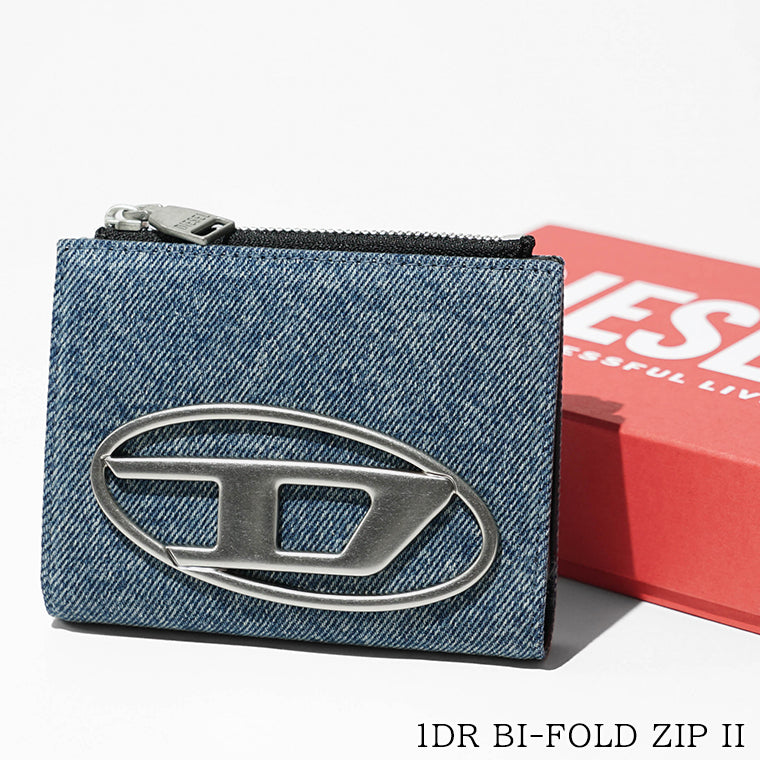 DIESEL レディース 2つ折り財布 1DR BI FOLD ZIP II X09888 P1730 ブルー H8457