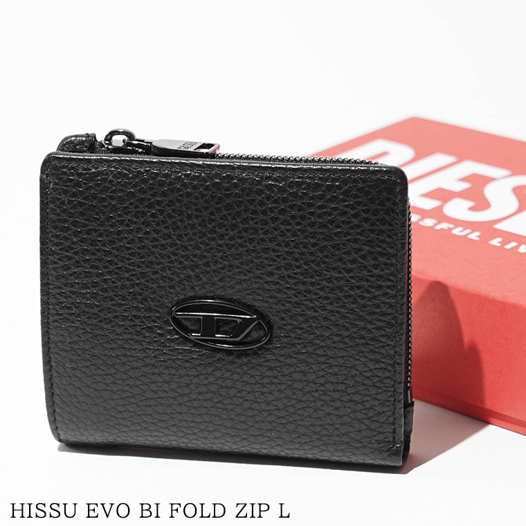 DIESEL メンズ 2つ折り財布 HISSU EVO BI FOLD ZIP L X10384 P0685 ブラック T8013