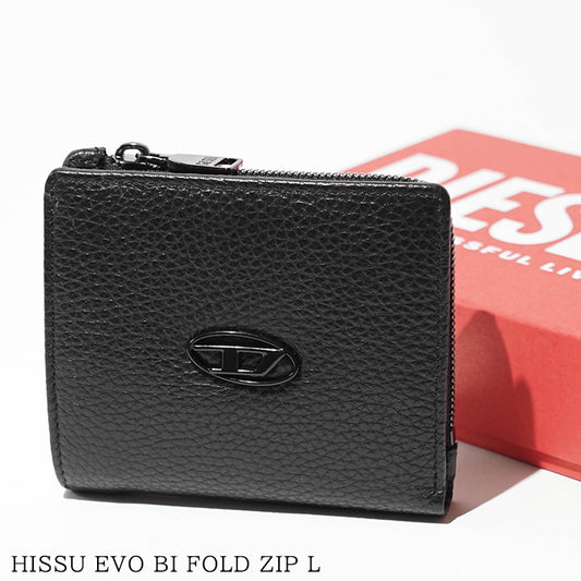DIESEL メンズ 2つ折り財布 HISSU EVO BI FOLD ZIP L X10384 P0685 ブラック T8013