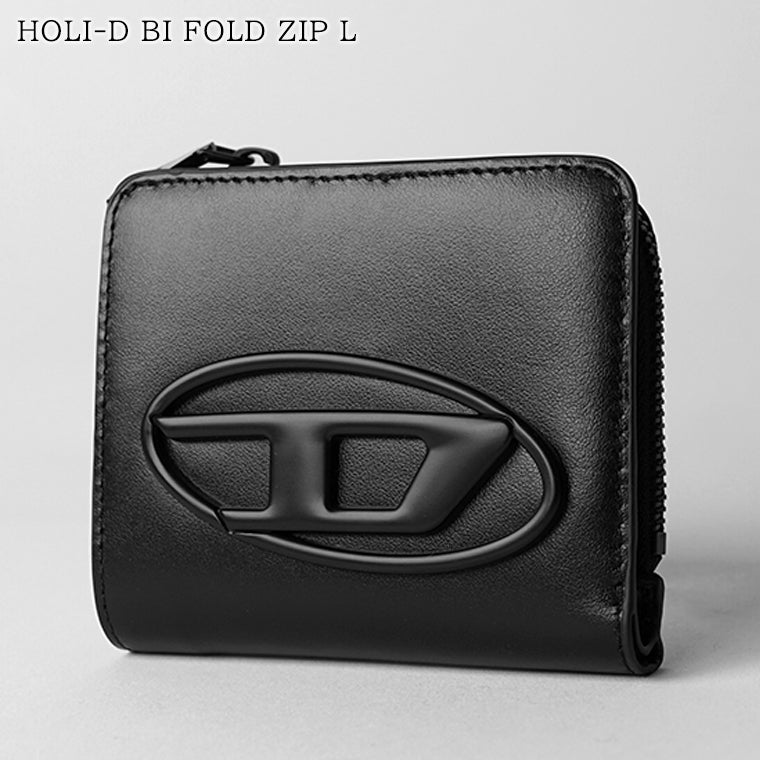 DIESEL メンズ レディース 2つ折り財布 HOLI D BI FOLD ZIP L X10398 PR818 ブラック T8013