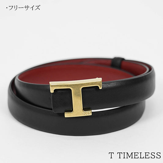 TOD'S レディース ベルト T TIMELESS XCWTSB30100RBR ブラック レッド 6O77