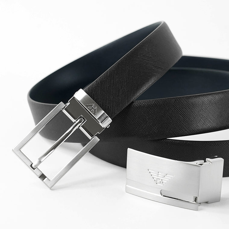 EMPORIO ARMANI メンズ ベルト Y4S498 YLP4E BLACK BLUE ブラック ブルー 81519