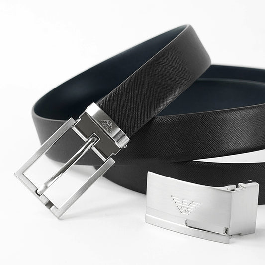 EMPORIO ARMANI メンズ ベルト Y4S498 YLP4E BLACK BLUE ブラック ブルー 81519