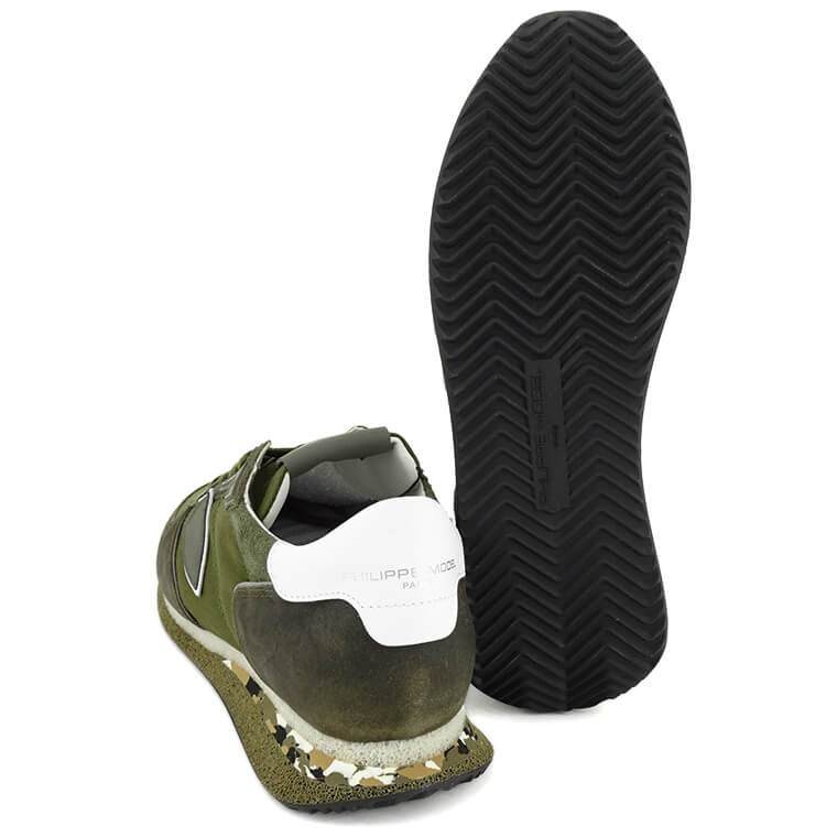 【SUMMER FINAL SALE】 PHILIPPE MODEL メンズ スニーカー TRPX LOW MAN TZLU RT12 カーキ CORDURA CAMOUFLAGE VERT
