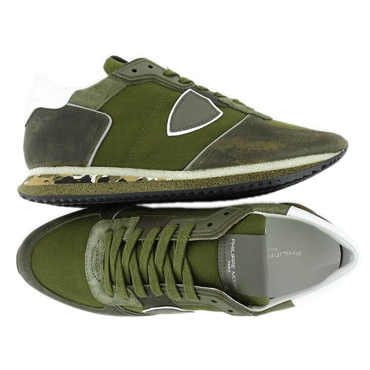 【SUMMER FINAL SALE】 PHILIPPE MODEL メンズ スニーカー TRPX LOW MAN TZLU RT12 カーキ CORDURA CAMOUFLAGE VERT