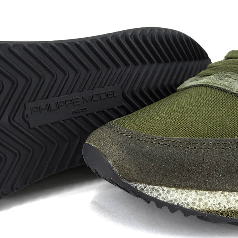 【SUMMER FINAL SALE】 PHILIPPE MODEL メンズ スニーカー TRPX LOW MAN TZLU RT12 カーキ CORDURA CAMOUFLAGE VERT