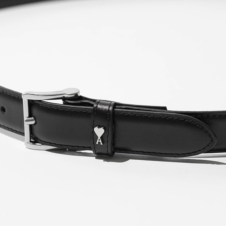 AMI メンズ ベルト UBL029 AL0104 NOIR ARGENT VIBRATED ブラック バイブレーテッドシルバー 0014