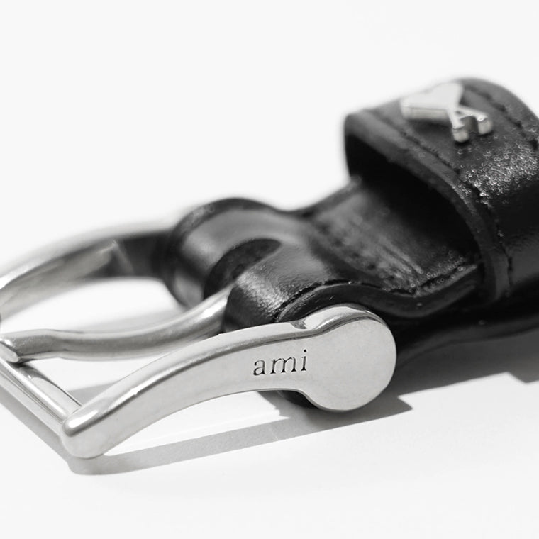 AMI メンズ ベルト UBL029 AL0104 NOIR ARGENT VIBRATED ブラック バイブレーテッドシルバー 0014