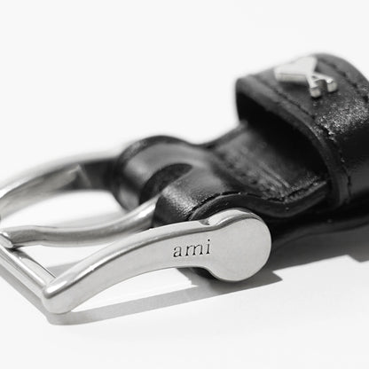 AMI メンズ ベルト UBL029 AL0104 NOIR ARGENT VIBRATED ブラック バイブレーテッドシルバー 0014