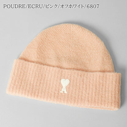 AMI メンズ レディース ニットキャップ AMI DE COEUR UBO005 KN0135 POUDRE ECRU ピンク オフホワイト 6807
