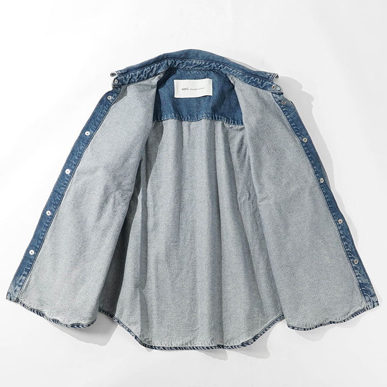 AMI メンズ デニム シャツジャケット UJK897 DE0046 BLEU USED ブルー 480
