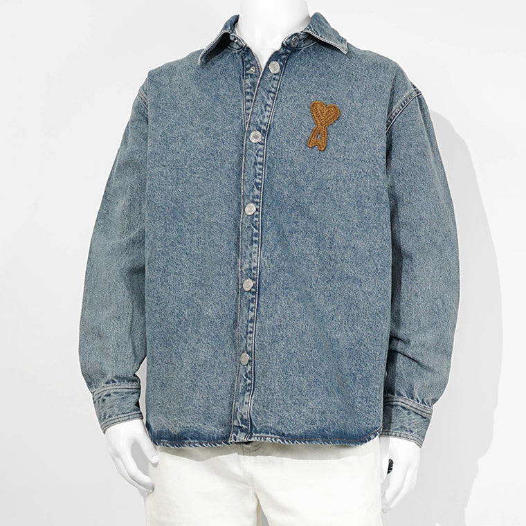 AMI メンズ デニム シャツジャケット UJK897 DE0046 BLEU USED ブルー 480