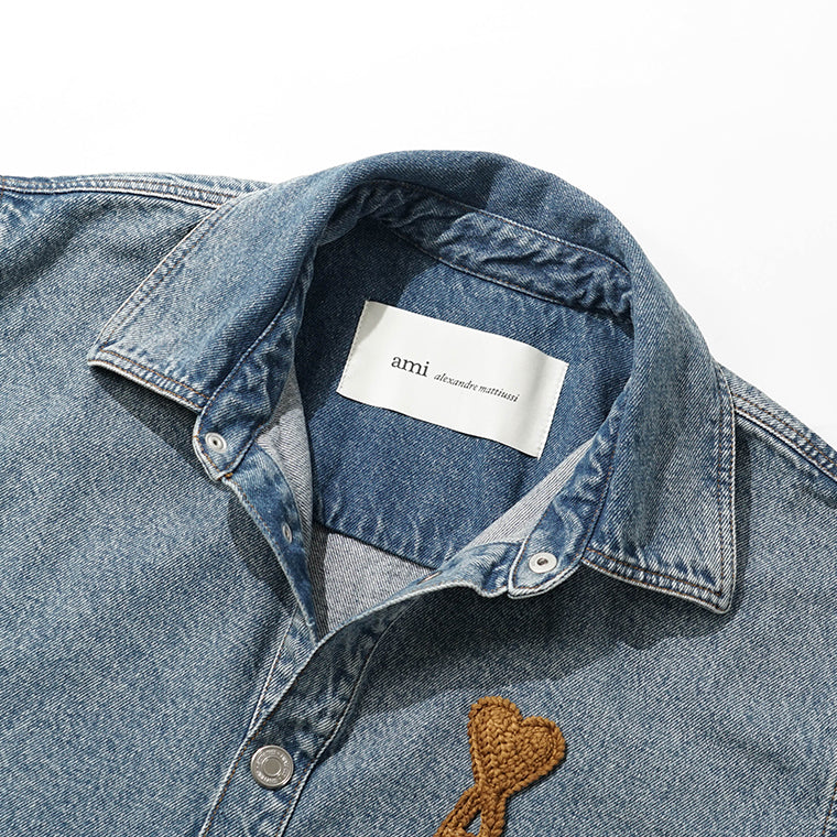AMI メンズ デニム シャツジャケット UJK897 DE0046 BLEU USED ブルー 480
