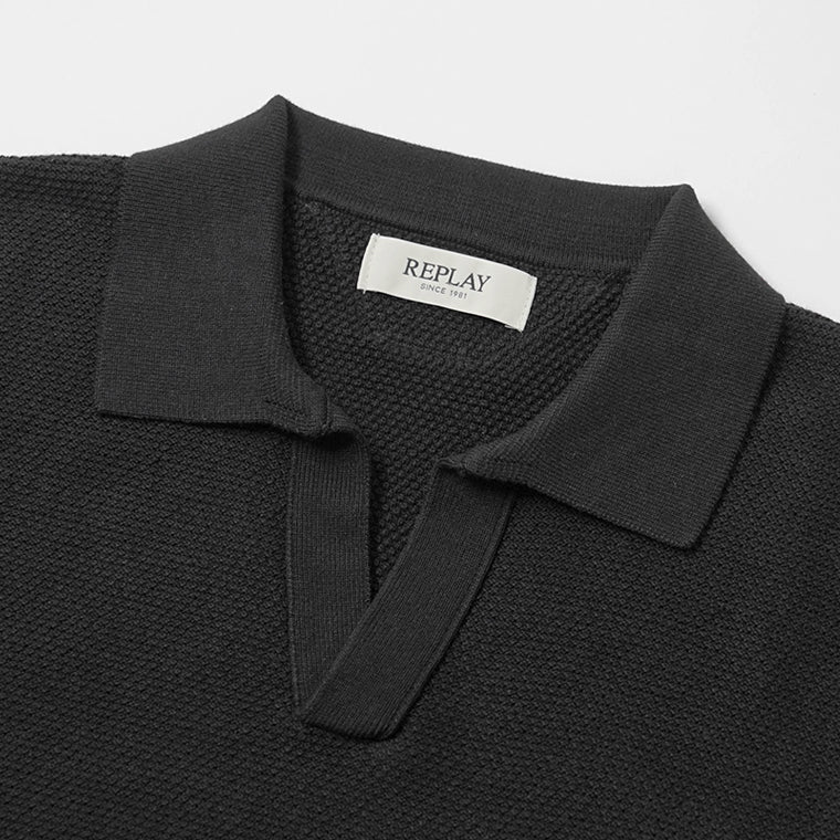 【2026SS SUMMER SALE】REPLAY メンズ ニットポロシャツ UK5150 G23774 ブラック 098