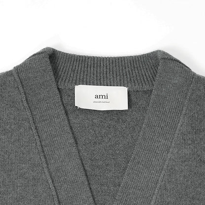 AMI レディース カーディガン UKC367 018 GRIS CHINE NOIR グレー ブラック 0504