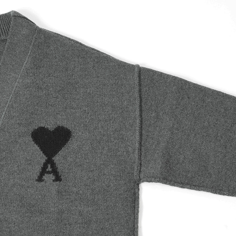 AMI レディース カーディガン UKC367 018 GRIS CHINE NOIR グレー ブラック 0504