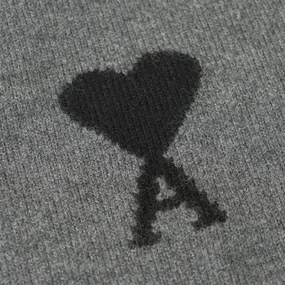 AMI レディース カーディガン UKC367 018 GRIS CHINE NOIR グレー ブラック 0504