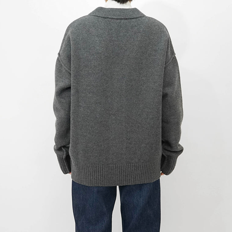 AMI レディース カーディガン UKC367 018 GRIS CHINE NOIR グレー ブラック 0504