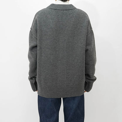 AMI レディース カーディガン UKC367 018 GRIS CHINE NOIR グレー ブラック 0504