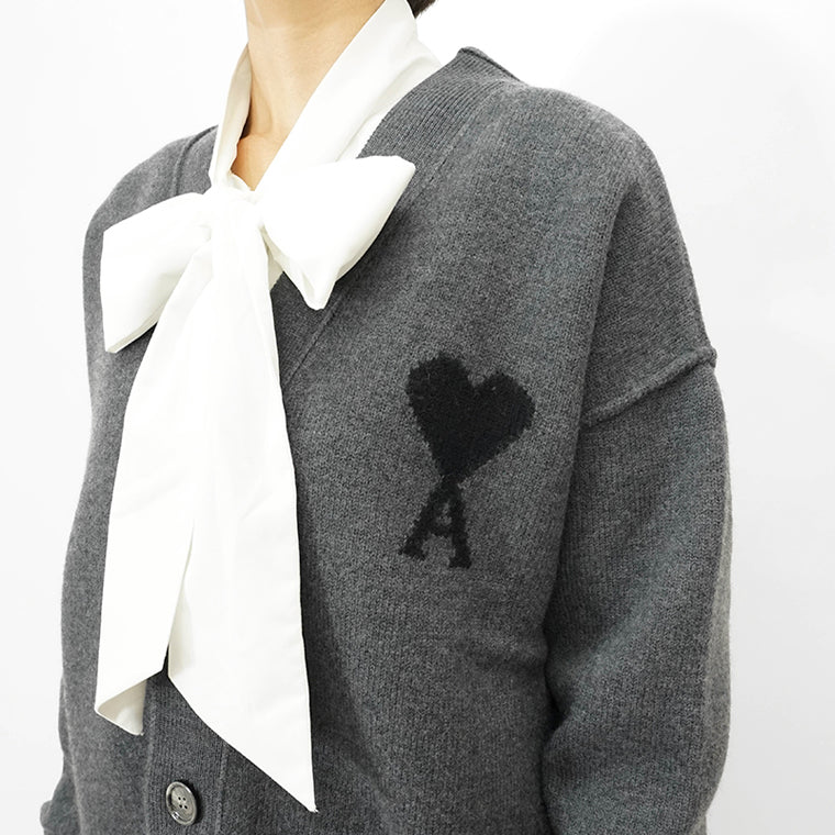 AMI レディース カーディガン UKC367 018 GRIS CHINE NOIR グレー ブラック 0504