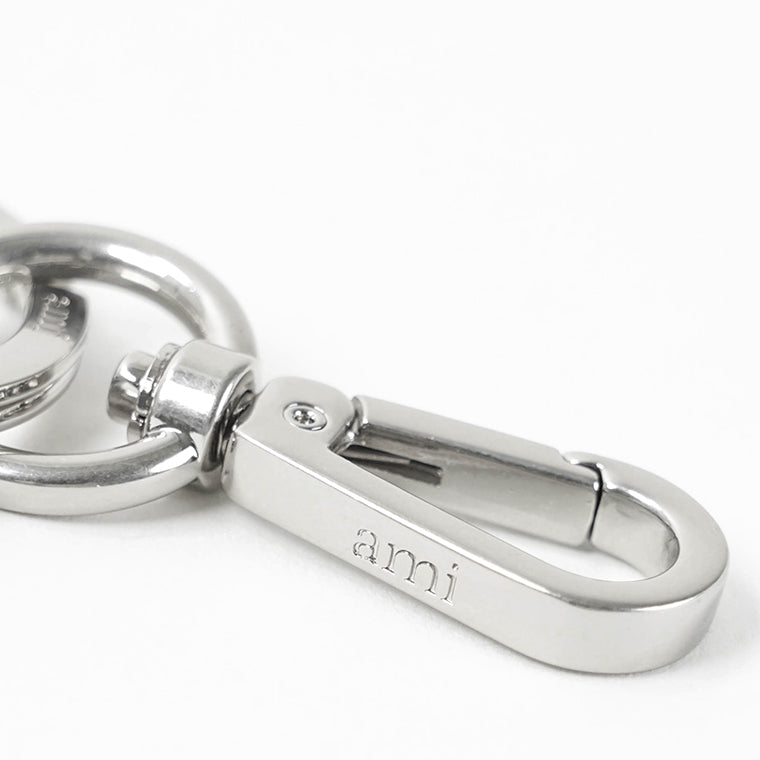 AMI メンズ レディース キーリング AMI DE COEUR UKR335 HW0022 BLACK VIBRATED SILVER ブラック シルバー 0014