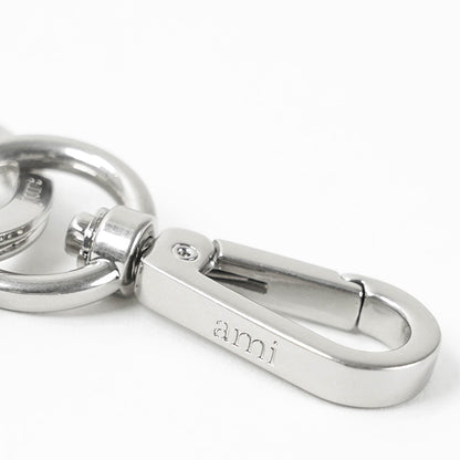 AMI メンズ レディース キーリング AMI DE COEUR UKR335 HW0022 BLACK VIBRATED SILVER ブラック シルバー 0014