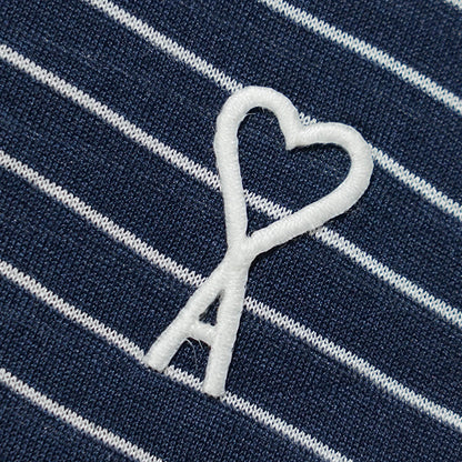 【2026SS SUMMER SALE】AMI メンズ ポロシャツ AMI DE COEUR POLO UPL422 JE0212 ENCRE BLANC ネイビー ホワイト A044