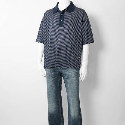 【2026SS SUMMER SALE】AMI メンズ ポロシャツ AMI DE COEUR POLO UPL422 JE0212 ENCRE BLANC ネイビー ホワイト A044