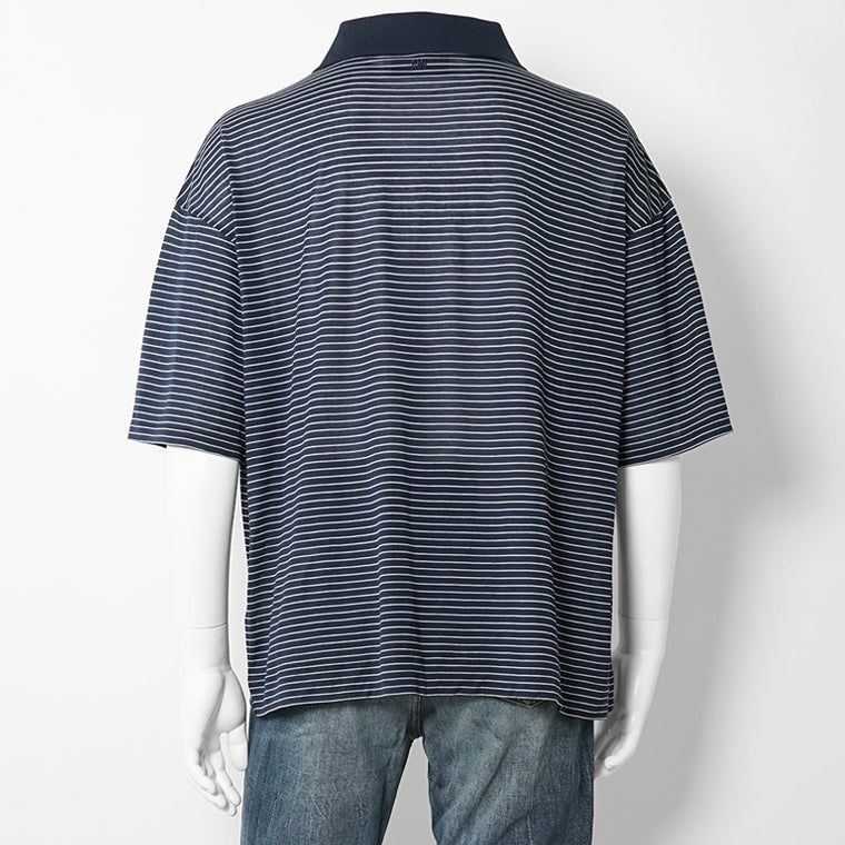 【2026SS SUMMER SALE】AMI メンズ ポロシャツ AMI DE COEUR POLO UPL422 JE0212 ENCRE BLANC ネイビー ホワイト A044