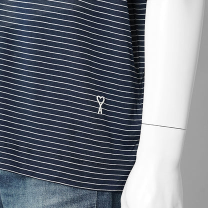 【2026SS SUMMER SALE】AMI メンズ ポロシャツ AMI DE COEUR POLO UPL422 JE0212 ENCRE BLANC ネイビー ホワイト A044