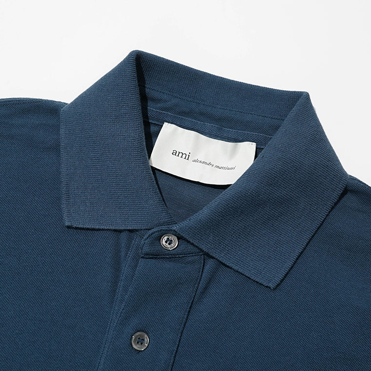 【2026SS SUMMER SALE】AMI メンズ ポロシャツ AMI DE COEUR KNITTED PATCH POLO UPL428 JE0221 2カラー