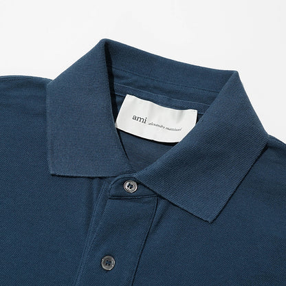 【2026SS SUMMER SALE】AMI メンズ ポロシャツ AMI DE COEUR KNITTED PATCH POLO UPL428 JE0221 2カラー