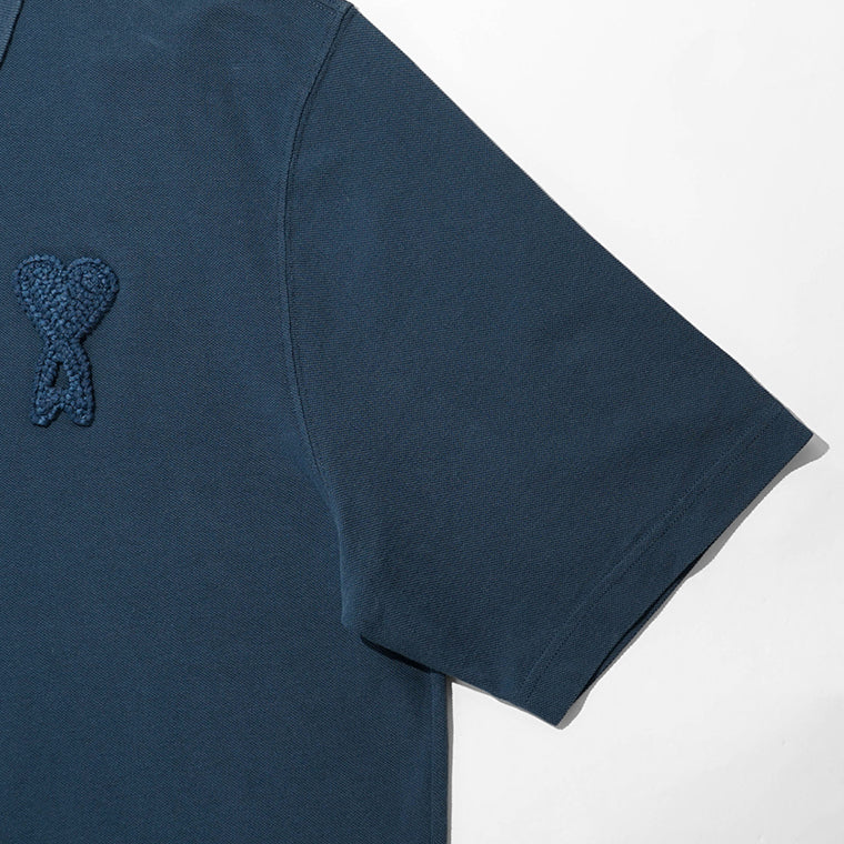 【2026SS SUMMER SALE】AMI メンズ ポロシャツ AMI DE COEUR KNITTED PATCH POLO UPL428 JE0221 2カラー