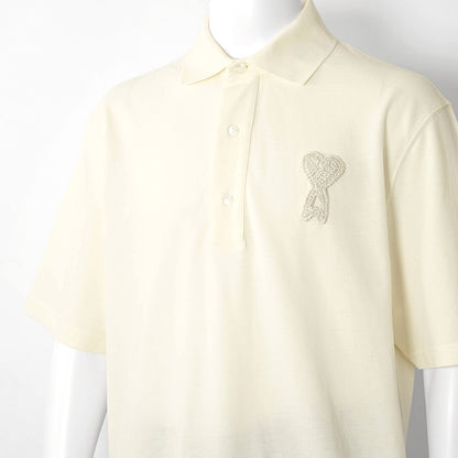 【2026SS SUMMER SALE】AMI メンズ ポロシャツ AMI DE COEUR KNITTED PATCH POLO UPL428 JE0221 2カラー