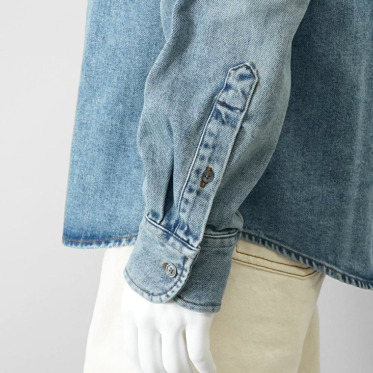 【SUMMER FINAL SALE】 AMI メンズ デニムシャツ USH063 DE0056 USED BLUE ウォッシュブルー 480