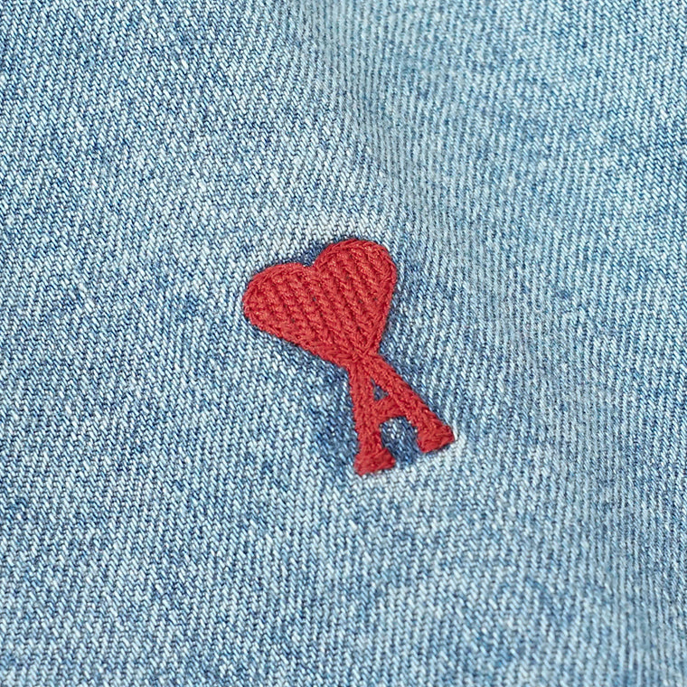 【SUMMER FINAL SALE】 AMI メンズ デニムシャツ USH063 DE0056 USED BLUE ウォッシュブルー 480