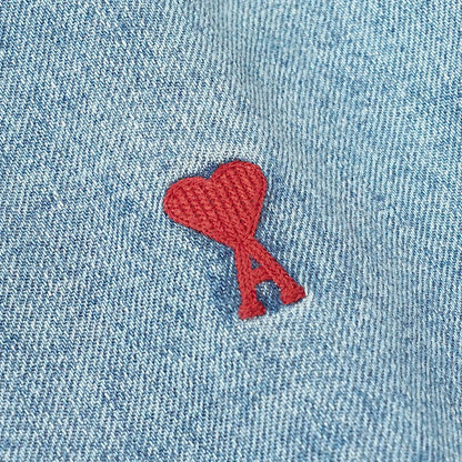 【SUMMER FINAL SALE】 AMI メンズ デニムシャツ USH063 DE0056 USED BLUE ウォッシュブルー 480